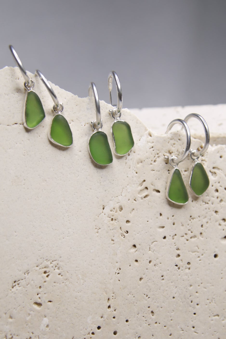 Drift Sea Glass Earrings - Emerald