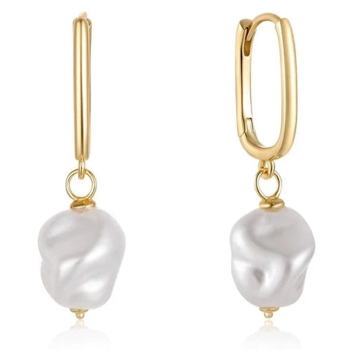 Geometric Drop Pearl Earrings