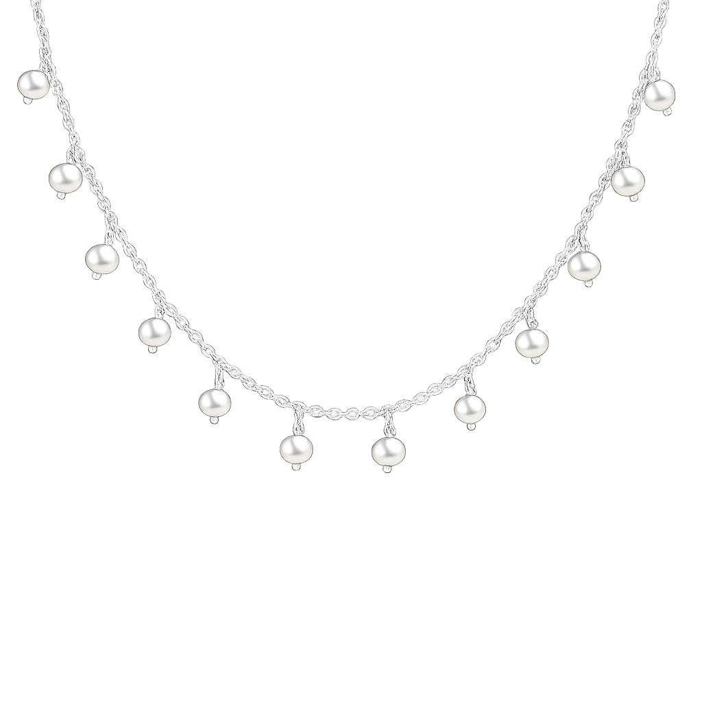 Pearl Tassel Necklace Silver