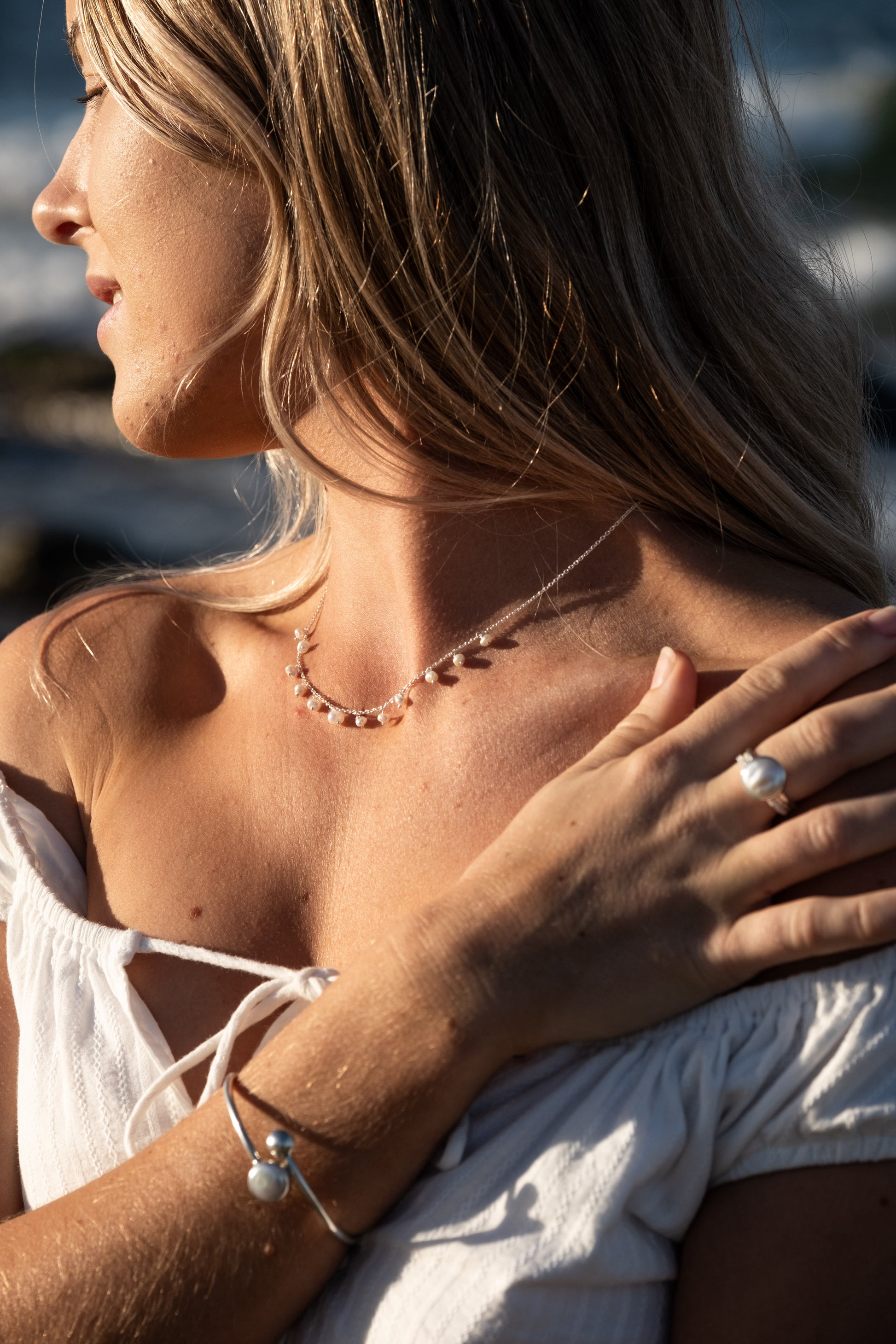 Pearl Tassel Necklace Silver