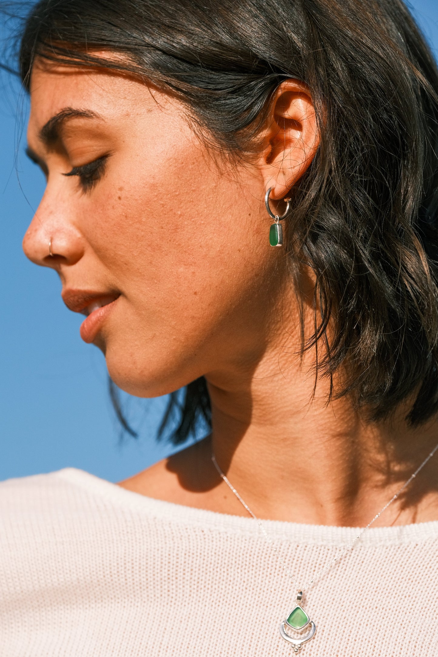 Drift Sea Glass Earrings - Emerald
