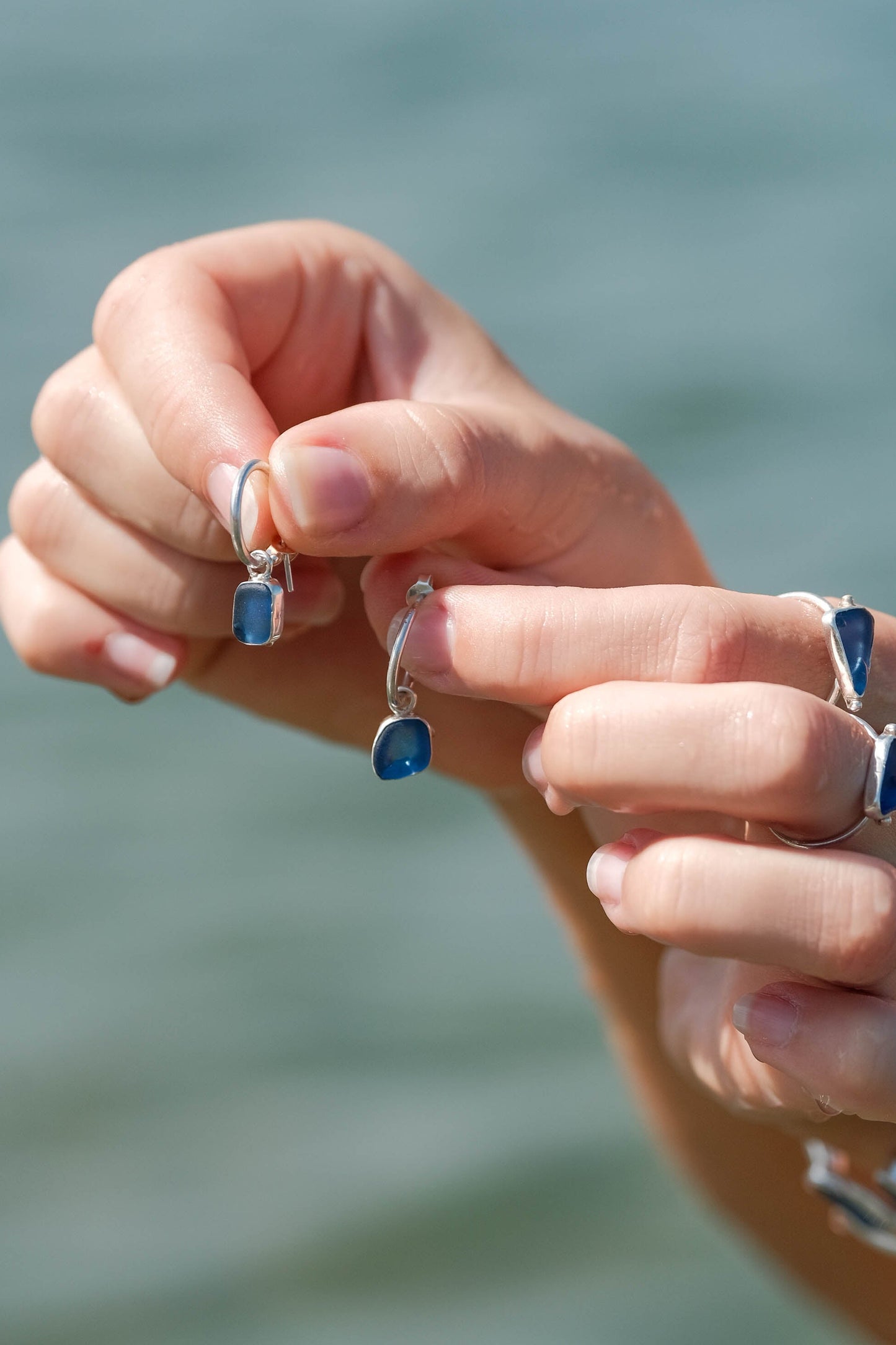 Drift Sea Glass Earrings - Deep Sea