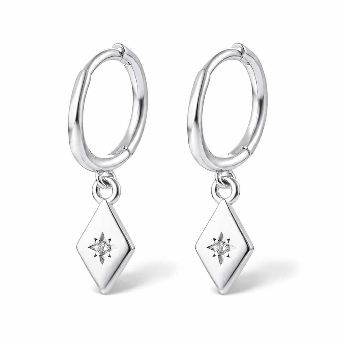 Costal Start Hoop Earrings Silver
