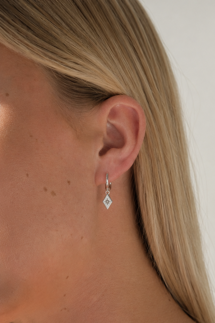 Costal Start Hoop Earrings Silver