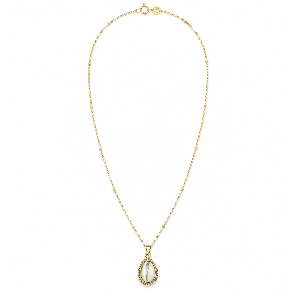 Gold Cowrie Shell Necklace - 1 Micron Gold 18K Yellow Gold